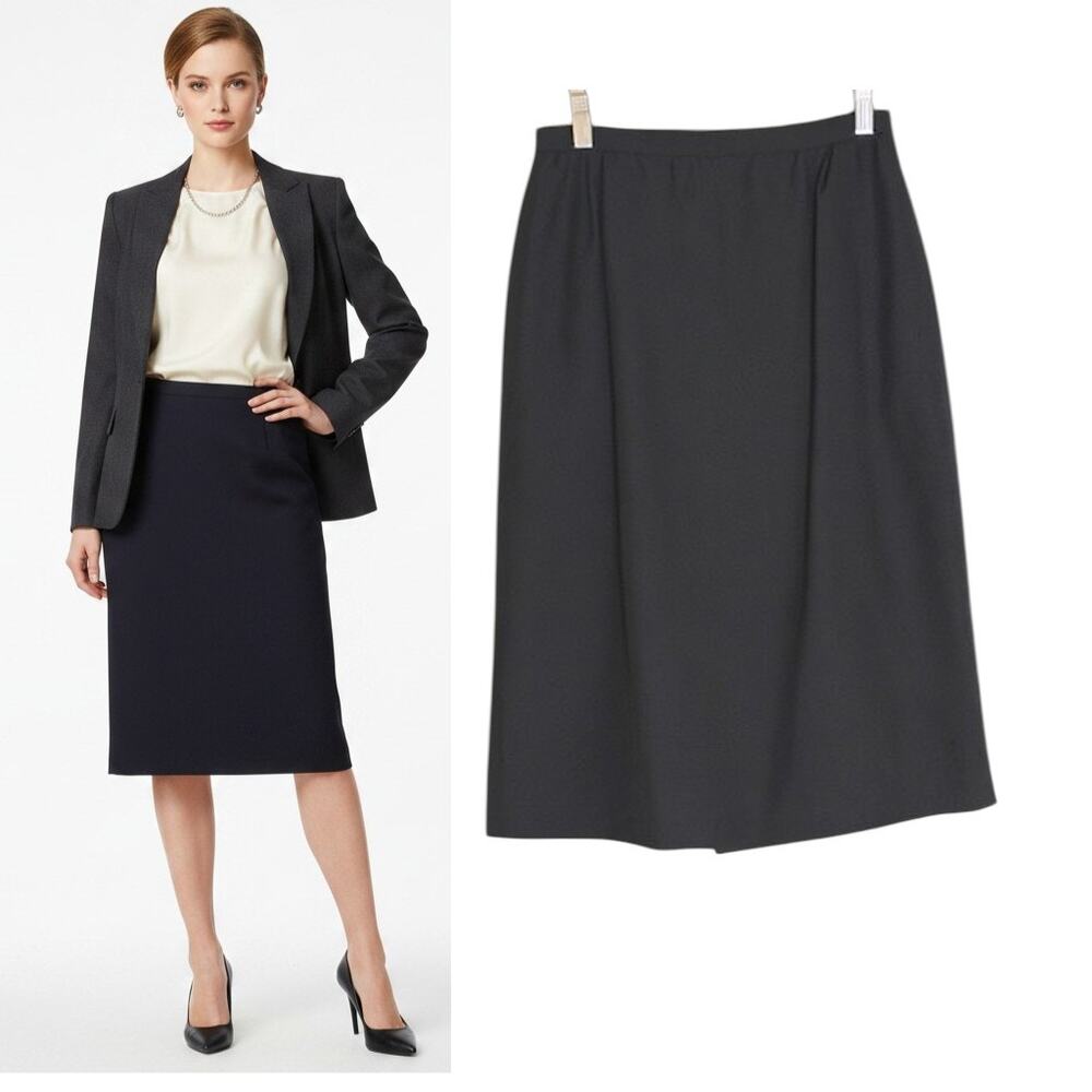 Valentino Boutique Skirt Women 8 Black Career Office Lined Pleated Italy Luxury